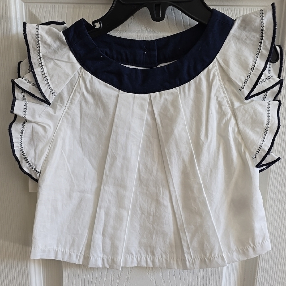 Janie and Jack White and Navy Blouse